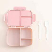 Leakproof 3 Grid Bento Box Flip Top Lid Three Side Buckle Closure Waterproof Food Storage Container Portable For Camping Outdoor Picnic Travel Office Lunch And Gifting Engrave Initial Name Blue 26 Letters Pattern - Pink - View 3
