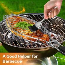 1/2/4pcs 42cm/16.5inch Portable Fish Grill Rack With Long Handle Grilling Basket, Sturdy And Durable Structure, Perfect For Grilling Whole Fish, Fish Fillets, Seafood, Vegetables, Ideal For Outdoor BBQ, Camping, Picnic, Tailgating, Holiday Gatherings, Summer Cooking, Prevents Food From Falling, Easier Grilling, Easy To Carry - 預設 - 查看 8