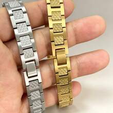 1pc Fashionable Cool Stainless Steel Animal Element Bracelet, Geometric Pattern Design, Suitable For Men, Women, Couples For Daily, Party, Business, Wedding, Banquet Wear, Versatile Accessory, Hip-Hop Punk Style, Perfect Gift For Holidays And Birthdays, All Season Wear - Silver - View 8