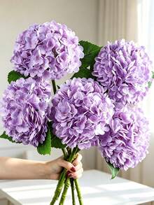 9pcs Artificial Hydrangea Bouquet - Realistic Silk Hydrangea Flowers For DIY Wedding Bouquet, Bridal Shower Decor, Home Office Decor, Halloween, Living Room, Kitchen, Garden, Hotel, Wedding Decor, Birthday And Valentine's Day Gift Ideas, Room Decor, Home Decor, Outdoor Decor, Bedroom Decor, Wedding Decor, Garden Decor, Outdoor Porch Decor, Summer Decor, Graduation Season Decor - Light Purple - View 1