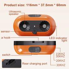 Nuevo dispositivo de control de ladridos ultrasónico, dispositivo de control de ladridos para exteriores, dispositivo inteligente universal de control de ladridos para interiores/exteriores - Naranja - Ver 6