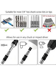 360° Rotating Multi-Angle Magnetic Extension Rod, 20° Offset Screwdriver Bit Adapter, 1/4" Hex Shank Universal Drill Extension, Suitable For Cabinet Hinges, Woodworking, Furniture Assembly And Car Repair - A - View 4