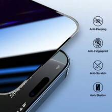 CASECOPS 1pc One-Click Dust-Free Installation Privacy Tempered Glass Screen Protector, Compatible With IPhone 17/16/15/14/13/12/11/XS Max/XR All Series, Anti-Peeping, Anti-Scratch, Anti-Fingerprint, Auto-Alignment, Bubble-Free, Fast And Convenient Application, Full Coverage, Compatible With Phone Cases - Black - View 6