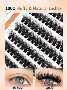 Sibeuna 160pcs 100D Dense 0.05mm Ultra-Fine Faux Mink DIY Eyelash Clusters, Stable Curl No Tangling, Fluffy Single Cluster False Eyelashes, Reusable Segmented Cluster Lashes, Suitable For Daily Party Eye Makeup, Suitable For Beginners Home Eyelash Extensions - D - View 4