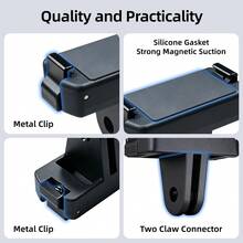 Dudukan Lepas Cepat Magnetik untuk Kamera Aksi, Adaptor Gigi Ganda dengan Bantalan Anti Selip Silikon dan Kunci Logam, Kompatibel dengan Kamera 360 dan Action 5 Pro/4/3, Hitam - View 2