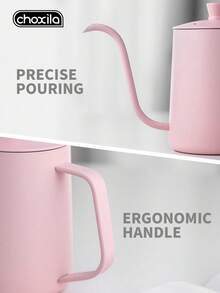 choxila 1pc Pink Stainless Steel Pour Over Coffee Pot With Lid, Coffee Pot, Drip Coffee Maker - 350ml/12oz, 600ml/20oz - Coffee Maker - View 7