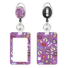 1pc-Medical Pattern Retractable Badge Reel With ID Card Holder, Carabiner Clip Nurse Work Name Tag Holder, Gift For Nurse Doctor Medical Student - Rectangle - View 4