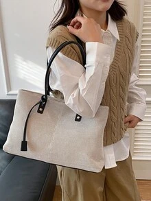 2026 Fashion New High-End Large Capacity Minimalist Elegant Vintage Commuter Shoulder Tote Bag - Black - View 6