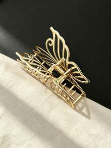 1pc Women's Elegant Hollow Line Butterfly Metal Hair Claw Clip, Minimalist Gold Large Butterfly Hair Claw, Premium Daily Commute Back Head Hair Accessory - Multicolor - View 4