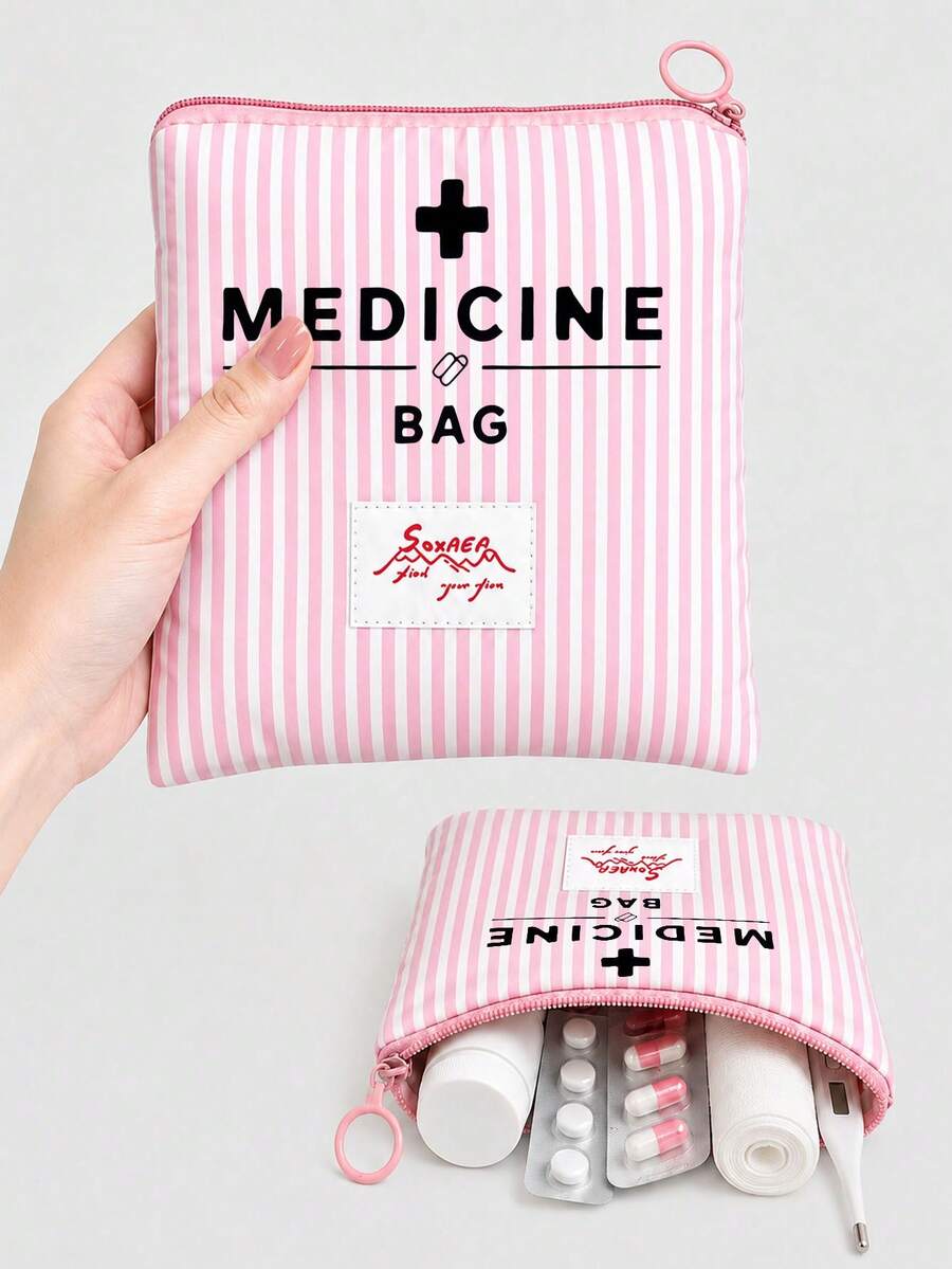 「Medicine」圖案印花便攜藥袋 藥丸收納盒 急救包 化妝包 零錢包,適用日常/戶外/旅行,便於攜帶的收納袋,可用於化妝品、手機及其他小物品收納,旅行必備,聖誕禮物,個性化禮物袋,教師節禮物,小禮物交換,房間裝飾 - 彩色 - 查看 1