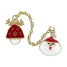 esmaltados de la serie navideña de dibujos animados, bonitos broches de muñde nieve de Papá Noel con cadena, insignia personalizada, regalos de joyería para de Navidad y Año Nuevo - Rojo - Ver 8