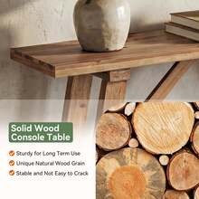LITTLE TREE 160cm Long Narrow Wood Console Table Storage Shelf Sofa Table Hall Living Entry - Brown - View 6