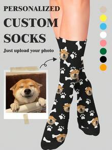 1 Pair Custom Socks, Face Custom Socks,Summer,Pat,Custom Photo Socks, Custom Funny Socks, Cute, Adult Socks, Socks For Humans Only, Graduation Gifts - Multicolor - View 9