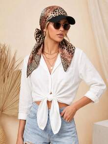 1pc Women's Bohemian Leopard/Paisley Print Satin Headscarf Hat, Silky Triangular Brim Sun Hat, Summer Sun Protection Headscarf, Suitable For Summer - Multicolor - View 8
