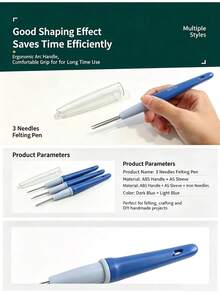 EDCUEBE7 1pc Punch Needle Tool, 3-Needle Pen-Style Felting Tool, Sewing Supplies, Felt Supplies, Punch Needle For Sewing, DIY Felting For Patchwork And Crafts, Make Beautiful Felt Animals And Patterns (Random Color) - 3-needle Punch Needle - View 8