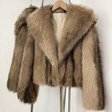 OFTBUY Solid Color Faux Fur Women's Loose Streetwear Casual Jacket, Autumn/Winter - Khaki - View 7