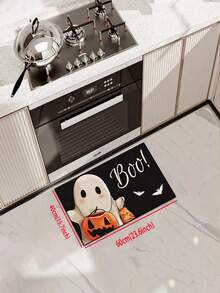 1/2pcs Halloween Cute Ghost Style Kitchen Rug And Mat, Halloween Home Decor, Non-Slip Pumpkin Floor Mat, Halloween Holiday Kitchen Carpet - Multicolor - View 13