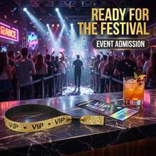 Shiny Gold VIP Star Print Disposable Fabric Wristband, Waterproof Identification Bracelet, Suitable For Concerts, Festivals, Nightclubs, Weddings, Party Events Access Control Decoration - View 5