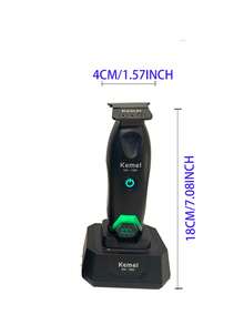 Kemei KM-1385 專業 T 型刀頭理髮器，男士可調式理髮剪，DC 馬達附底座 LED 顯示理髮剪，適用於理髮師、設計師或居家使用，男士禮物，鬍鬚修剪器 - 黑色 - 查看 3
