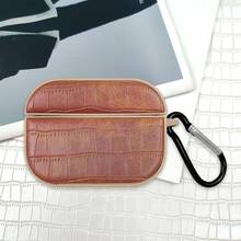 Compatible For AirPods 4 Pro 3 1/2/3 Light Brown Crocodile Pattern Oval Leather Strap With Hook - Brown - View 10