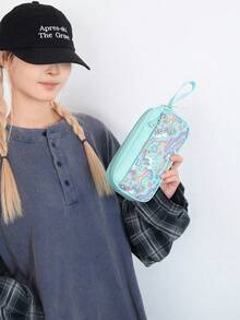 3pcs Unicorn Shiny Glitter Backpack Set, Includes Matching Insulated Lunch Bag And Pencil Case, Perfect For School, Travel And Back To School Season - Multicolor - View 8