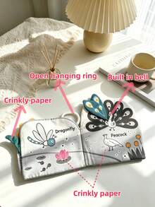 1pc Baby Cloth Book For Boys And Girls, Untearable Multi-Sensory 3D Animal Tail Soft Book With Crinkle Paper, Squeaker And Rattle, Interactive Sensory Toy, Crocodile Chick Snail Animal Cognition Cloth Book, Suitable As Newborn Baby Gift - Multicolor - View 5