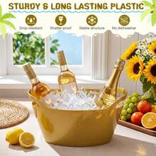 6 Pack 6l Ice Bucket For Parties, Plastic Beverage Tub With Handles, Portable Ice Drink Bucket For Wine, Champagne, Beer, Cocktail, Large Drink Chiller For Wedding, Bar, Picnic, Pool(Gold) - View 5