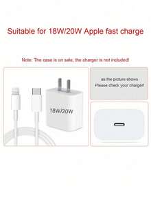 Cute White Cat Tongue Transparent Charger Protective Case Set, Compatible With Apple 20W Fast Charger Head And Data Cable, Anti-Drop Shell - Black - View 4