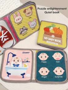 Buku Tenang Montessori 0+, Buku Aktivitas Kain 3D, Mainan Sensorik Interaktif yang Dapat Digunakan Kembali, Buku Kain untuk Pembelajaran Awal Prasekolah, Meningkatkan Keterampilan Motorik Halus Bayi - MultiWarna - View 7