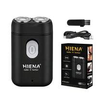 HIENA Mini Dual Floating Head Electric Shaver For Men, USB Fast Charging Portable Rotary Razor, Pocket Size Travel Cordless Shaving Machine With Cleaning Brush - Black - View 11