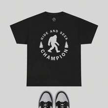Bigfoot Champion Hide And Seek Graphic T Shirt PZ1Z - Black - View 1