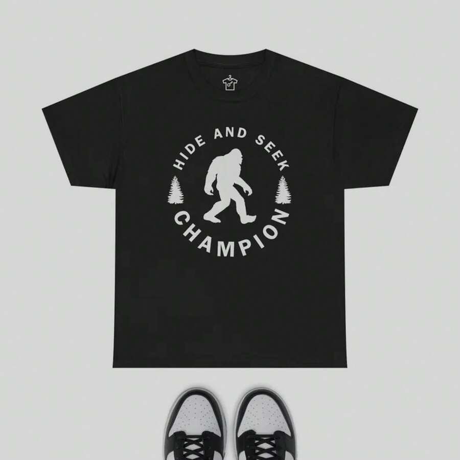 Bigfoot Champion Hide And Seek Graphic T Shirt PZ1Z - Black - View 1