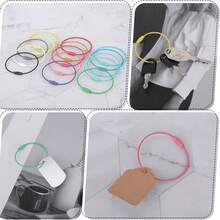 28/48PCS Random Color Colorful Stainless Steel Wire Keychain Cable Loop Screw Lock Rope Key Holder Keyring Key Chain Rings Outdoor Tools - Black - View 6