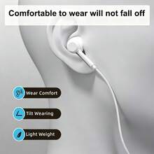 FCV 1pc USB C Earphones, Compatible With Phone 17 16 15, Wired In-Ear Headphones With Clear Microphone And Noise Cancellation, Type C Earphones, Compatible With Galaxy S26 Ultra S25 A16 And Android Devices - View 5