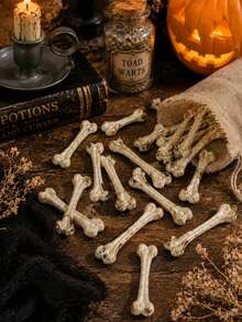 3/5/10pcs Realistic Halloween Skeleton Decor, Realistic Skeleton Props, Party And Holiday Tabletop Decoration, Create Scary Haunted House Party Table Decor - Bone - View 5