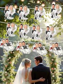 客製化婚禮派對臉部裝飾，個性化新郎臉部派對禮物。白色婚禮橫幅，情人節禮物，婚禮禮物，婚禮配件，伴娘禮物，聖誕禮物，聖誕裝飾。 - 婚禮橫幅 - 查看 3