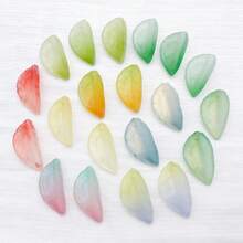 20pcs Glass Frosted Multi-Color Leaf Pendant Jewelry Making DIY Earrings Pendant Various Design Charms For Jewelry Making Bracelets Necklace - Multicolor - View 9