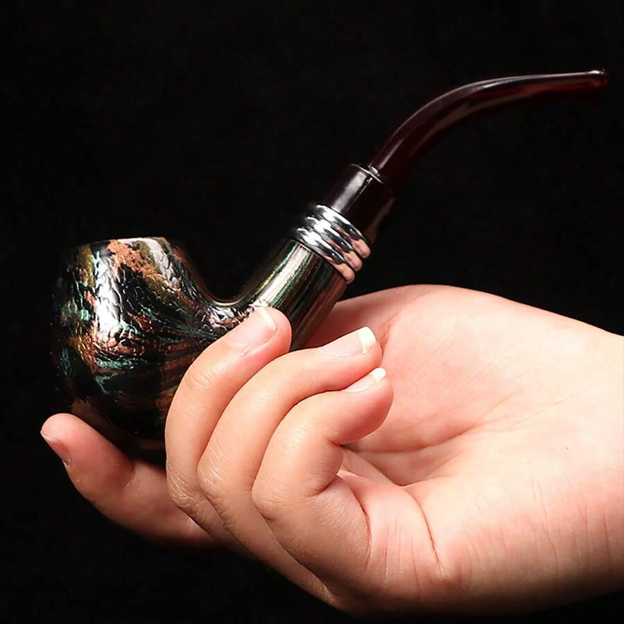 1pc Elegant Colorful Pipe, Suitable For Smoking, Personalized Creative Pattern Design, Durable Material, Portable, Easy To Disassemble And Clean, Brings The Pleasure Of Traditional Smoking - A - View 1
