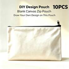 Blank DIY Paintable Canvas Makeup Bag, Customizable Zipper Pencil Case, Multi-Functional Travel Organizer Bag, Back To School And Vacation Essential, Personalized Birthday Gift For Teachers, Bridesmaids, Moms - DIY Blank Cloth Bag - View 10