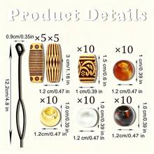 61pcs (60 Beads + 1 Hair Puller) Vintage Gold Pattern Hair Beads Set, Suitable For Braiding, Partial Styling Jewelry, Hair Decoration, Multi-Shape Partial Hair Beads, Unisex Hair Accessories - Multicolor - View 9