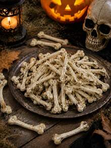 3/5/10pcs Realistic Halloween Skeleton Decor, Realistic Skeleton Props, Party And Holiday Tabletop Decoration, Create Scary Haunted House Party Table Decor - Bone - View 1