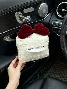 Car Hanging Tissue Box, Universal Car Back Seat Armrest Tissue Storage Box, Creative Bubble Bow Decor, Anti-Slip Fixed Car Interior Tissue Box, Sweet Girl Style Car Interior Accessory - Multicolor - View 5