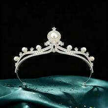 1 buah Aksesori Rambut Mahkota Pengantin Kristal Elegan, Mahkota Pengantin Mutiara Imitasi Cocok untuk Pernikahan, Pesta, Ulang Tahun - MultiWarna - View 5