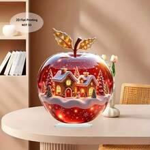 1pc Creative 2D Flat Acrylic Non-3D Pattern Desktop Decor, Living Room Bedroom Study Room Soft Decoration Ornament, Apple Decor - 1PC - View 3