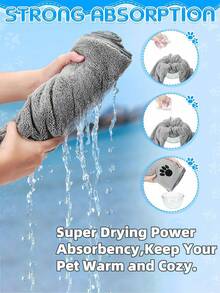 1pc Super Soft Absorbent Pet Towel - Grey, Blue, Pink, Suitable For Cats And Dogs, Providing A Gentle And Stylish Cleaning Solution For Your Furry Pets - Multicolor - View 4
