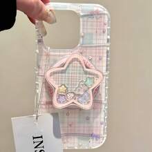 Dudukan Ponsel Magnetik Motif Bintang Kotak-kotak Merah Muda, Kompatibel dengan MagSafe, Dudukan Meja dengan Daya Rekat Kuat - MultiWarna - View 2