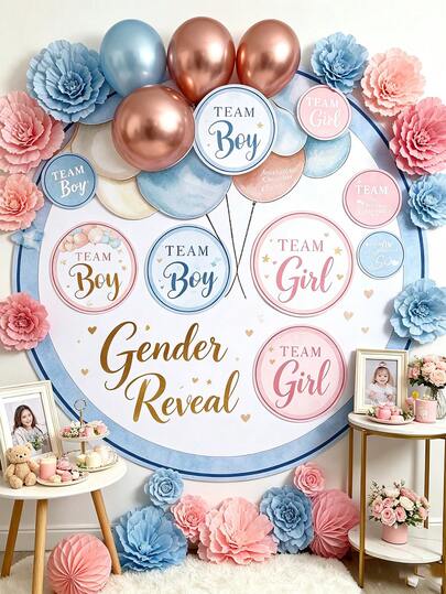 40/80pcs Cute Bear Stickers Roll, Boy Girl Gender Reveal Paper Stickers, Blue Pink Self-Adhesive Round Decorative Stickers, Suitable For Baby Shower Gender Reveal Party Supplies