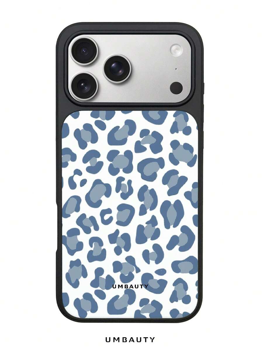 UMBAUTY Cream White Base With Hazy Blue Minimalist Leopard Print, High-Definition Printing Matte Finish, Fashionable And Fun Phone Case, Compatible With Apple Phone 17/16/15/14/13/12/11 Pro Max/Plus/Mini/48e, Elegant Design Suitable For Men And Women, Perfect Gift For Girlfriend On Christmas, Valentine's Day, Easter, Wedding Season And Birthday! - Multicolor - View 1