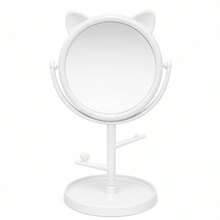 Espelho de Mesa para Maquiagem Flor ou Gatinho com Bandeja Organizadora para Joias - branco&gatinho - Visão 8