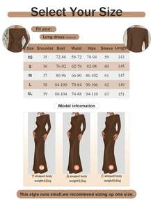 Autumn/Winter Long Sleeve Ruched Maxi Dress, Sexy Fashion Elegant Pink Full Skirt - Brown - View 5